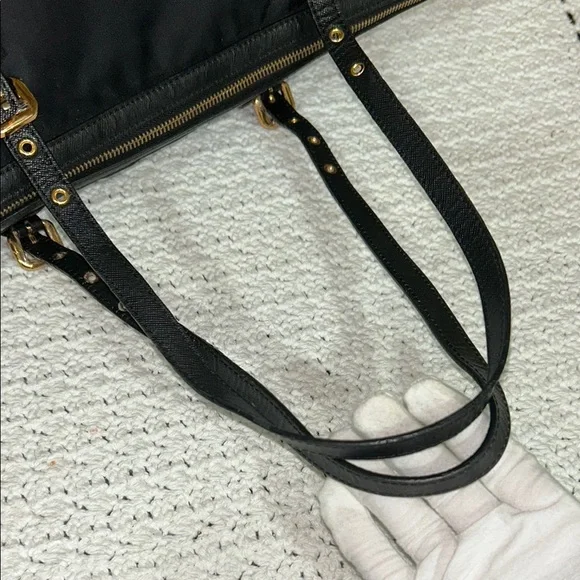 Prada Black Nylon Large Tote Bag with Leather Trim & Strap - Picture 16 of 17